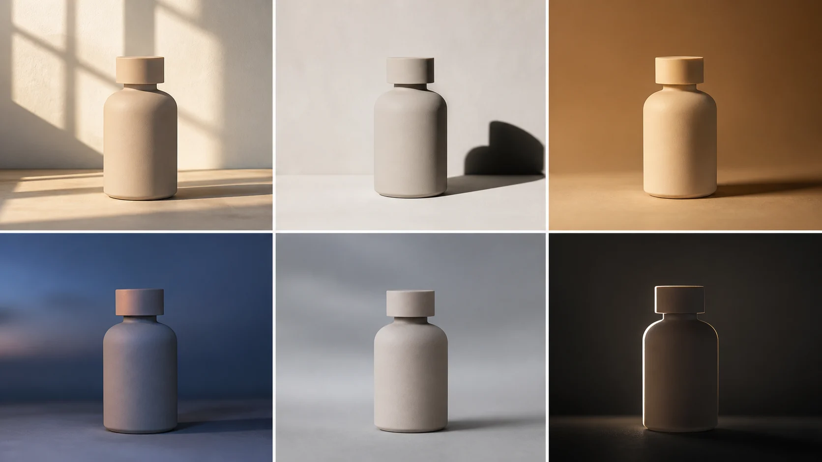 A varied image showcase representing different outcomes from one prompt-first workflow
