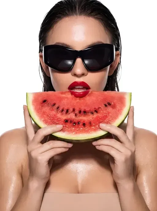 Glossy Watermelon Fashion Portrait