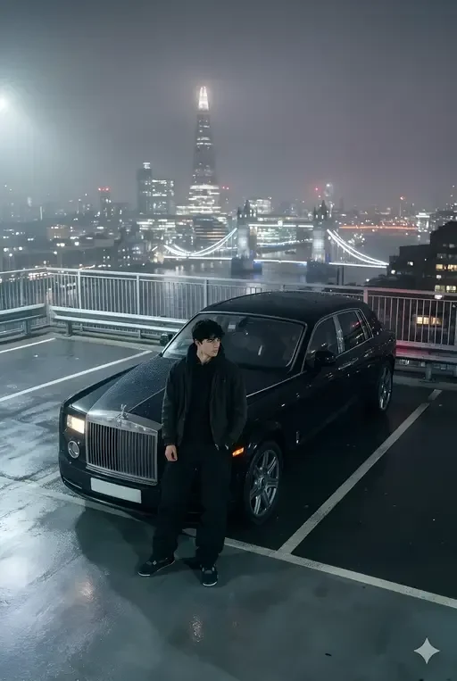 London Rooftop Fashion Editorial with Car