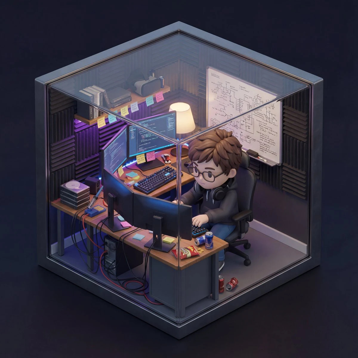 Isometric 3D Miniature Chibi Character Room
