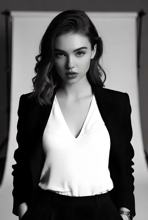High Contrast Black and White Fashion Portrait