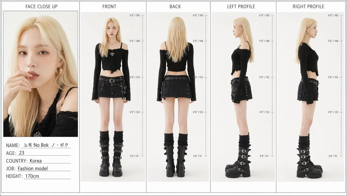 Fashion Model Character Reference Sheet