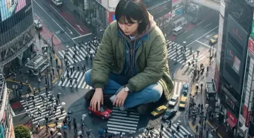 Giant Person in Tokyo Street