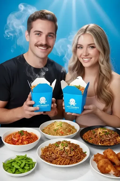 vibrant-asian noodle brand advertisement