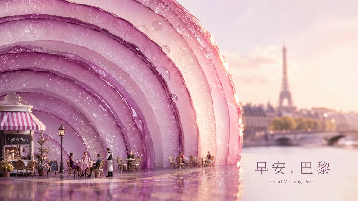 Surreal Paris Onion Cafe Poster