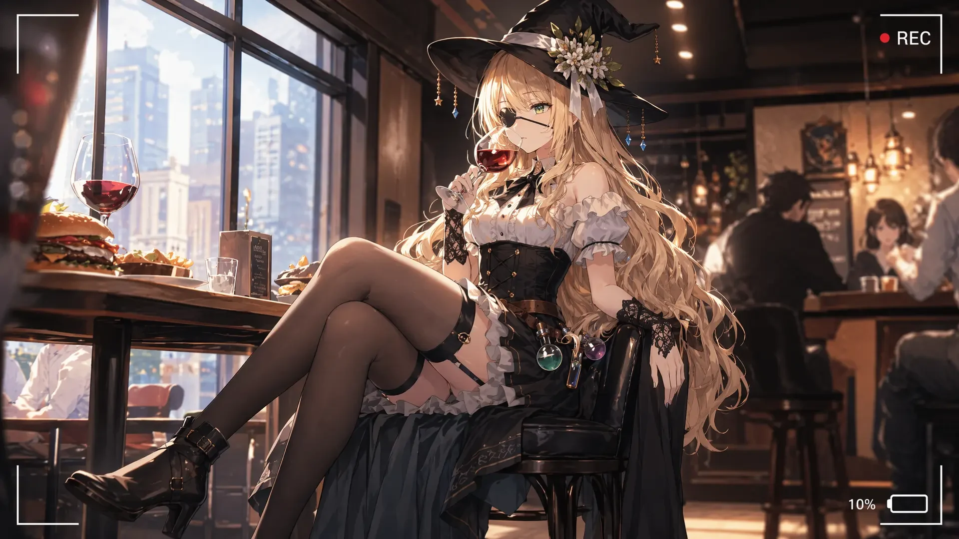 Anime Girl in Luxury Restaurant Style