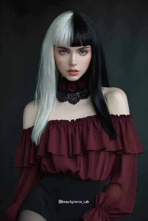 Elegant Maroon Fashion Studio Portrait