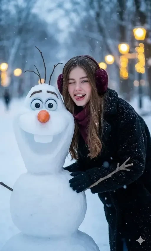 Winter Portrait with Olaf Snowman