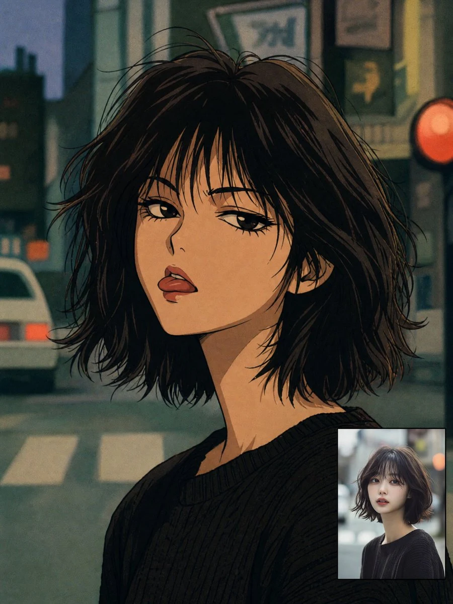 90s Anime Urban Selfie Portrait