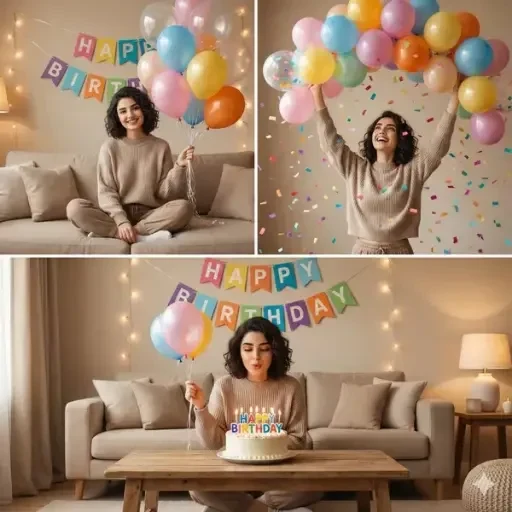cozy indoor-birthday celebration collage