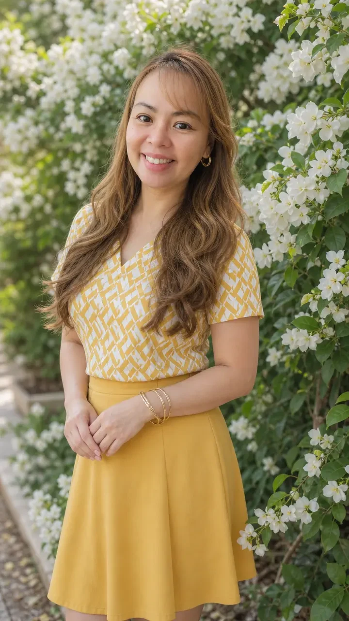 Woman in Yellow Floral Portrait