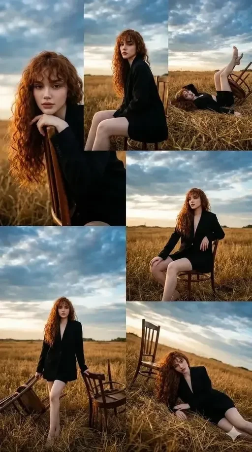 Fashion Editorial Meadow Sunset Collage