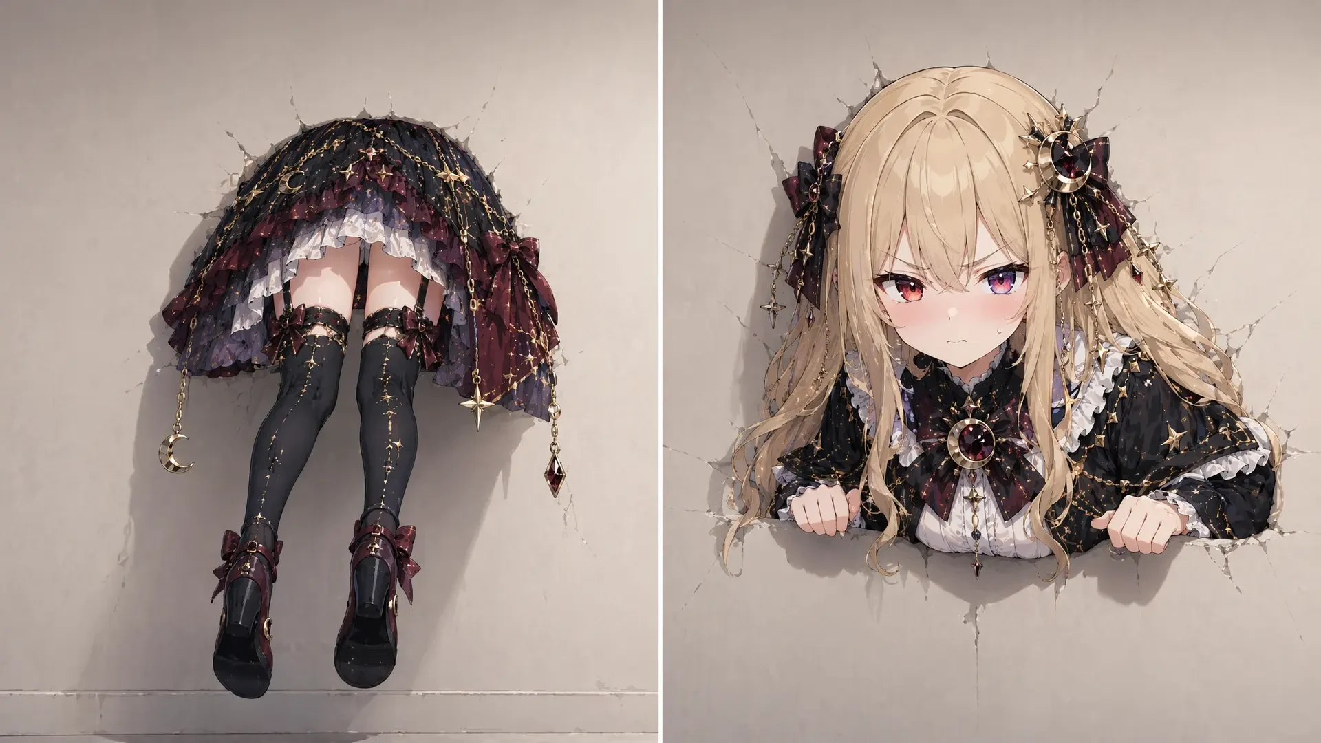 Anime Character Stuck In Wall Split Panel