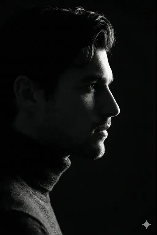 Mysterious Rim Light Profile Portrait