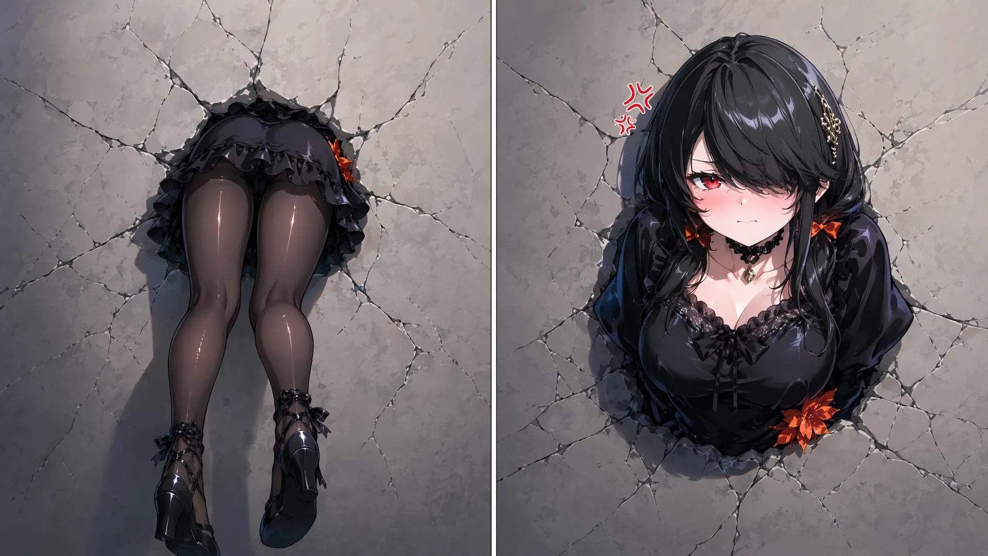 Anime Character Stuck In Wall Split View