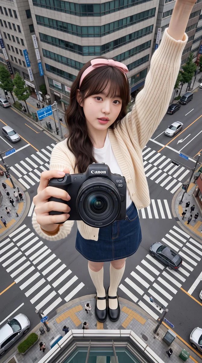 Giant Forced Perspective City Selfie Photography