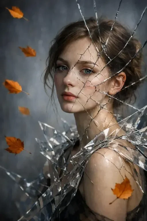 Surreal Shattered Glass Portrait