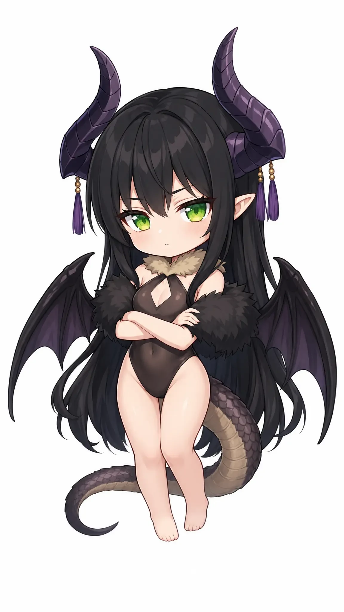 Chibi Demon Girl Expression Sticker Sheet reference image 1