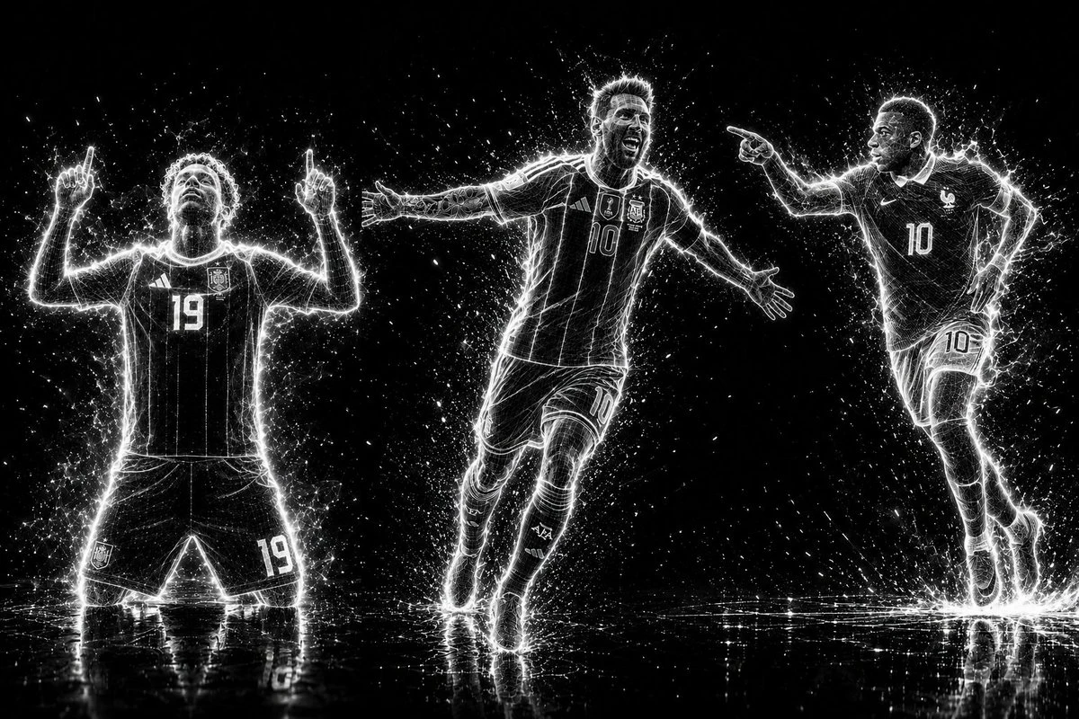 Futuristic Neon Wireframe Athlete Portrait