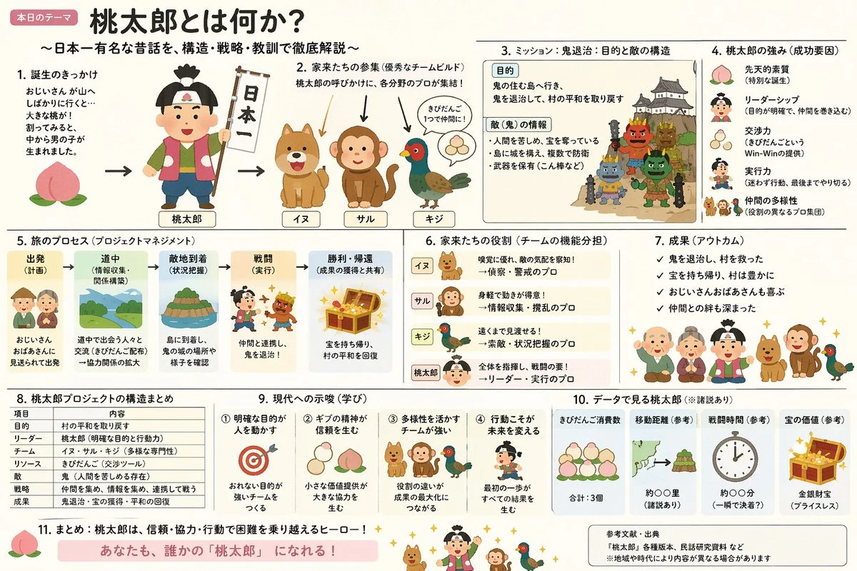 momotaro educational infographic slide