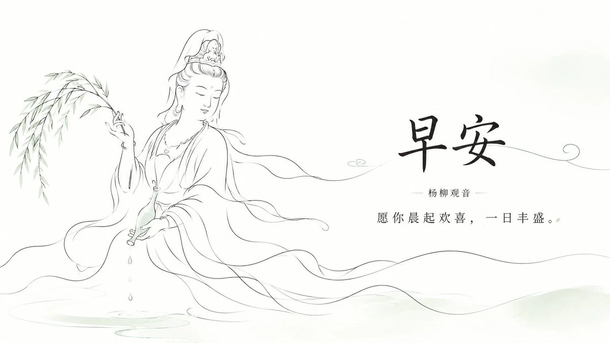 Zen Guanyin Morning Greeting Illustration