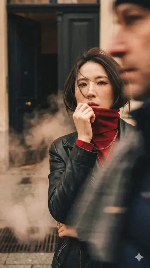 winter fashion city portrait