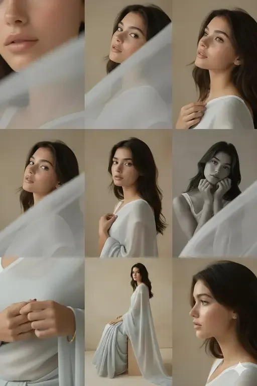 elegant silk saree editorial collage