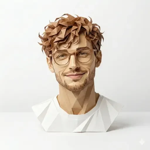 Hyper-Detailed Origami Paper Portrait