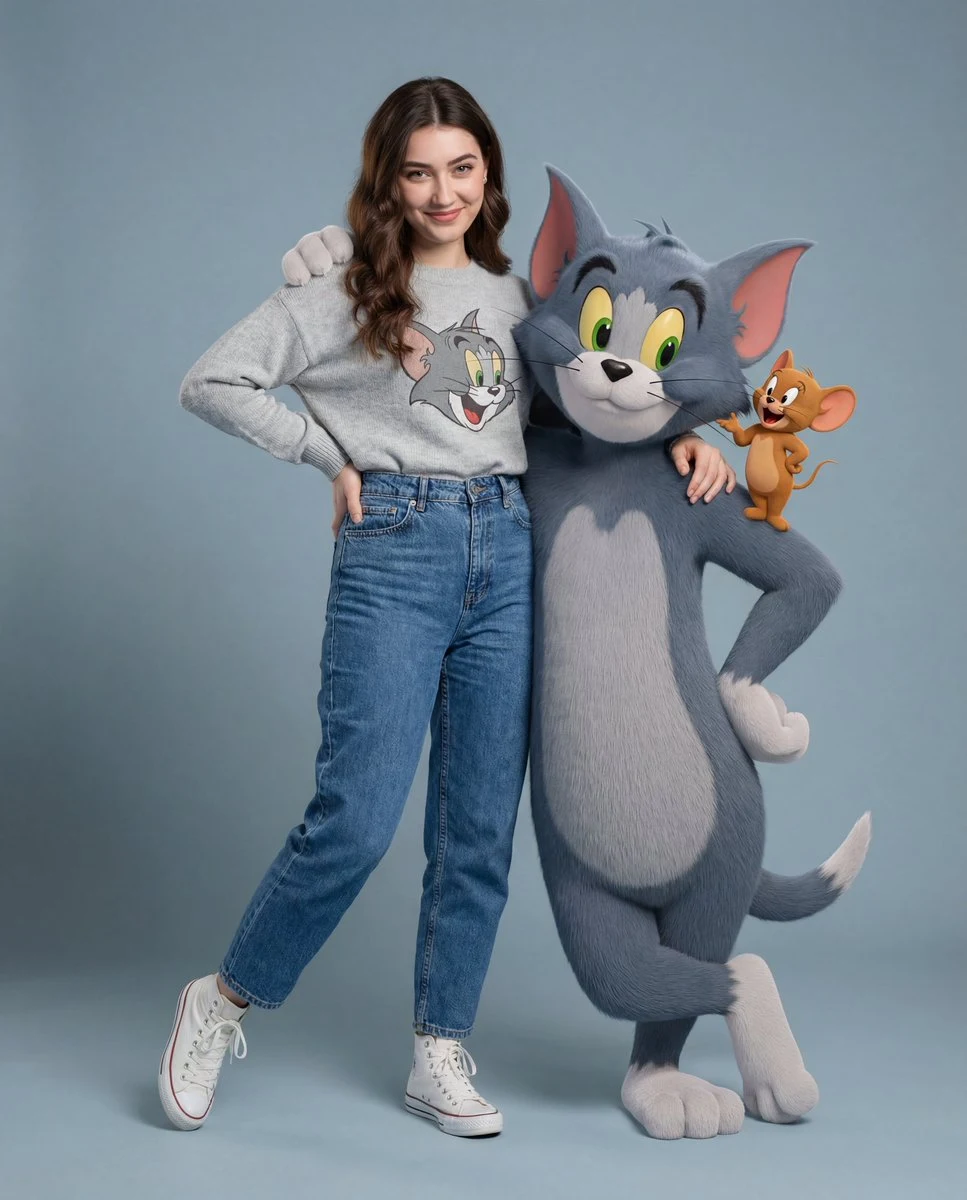 hyperrealistic Tom and Jerry fashion editorial