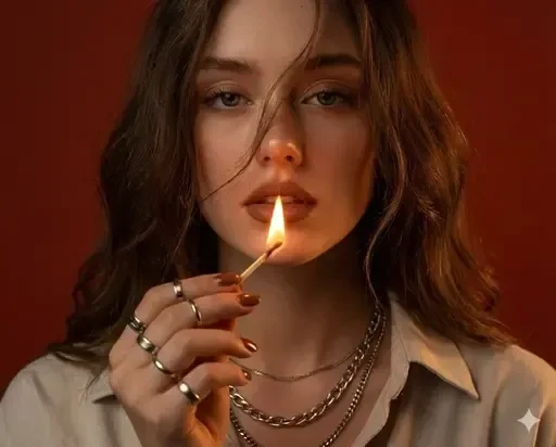 Cinematic Portrait With Lit Match