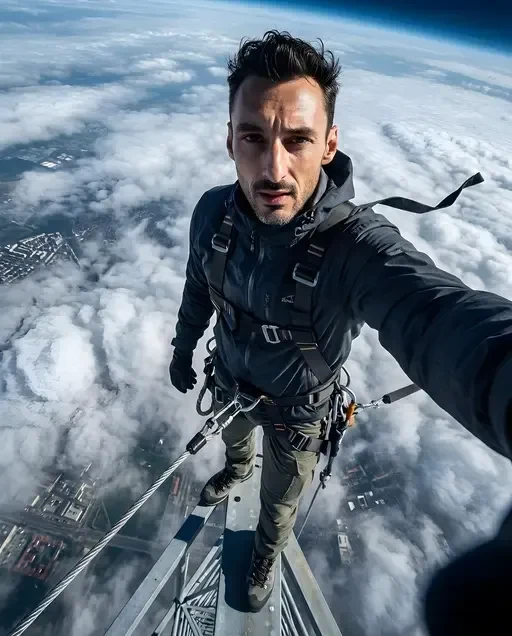 High Altitude Antenna Tower Selfie