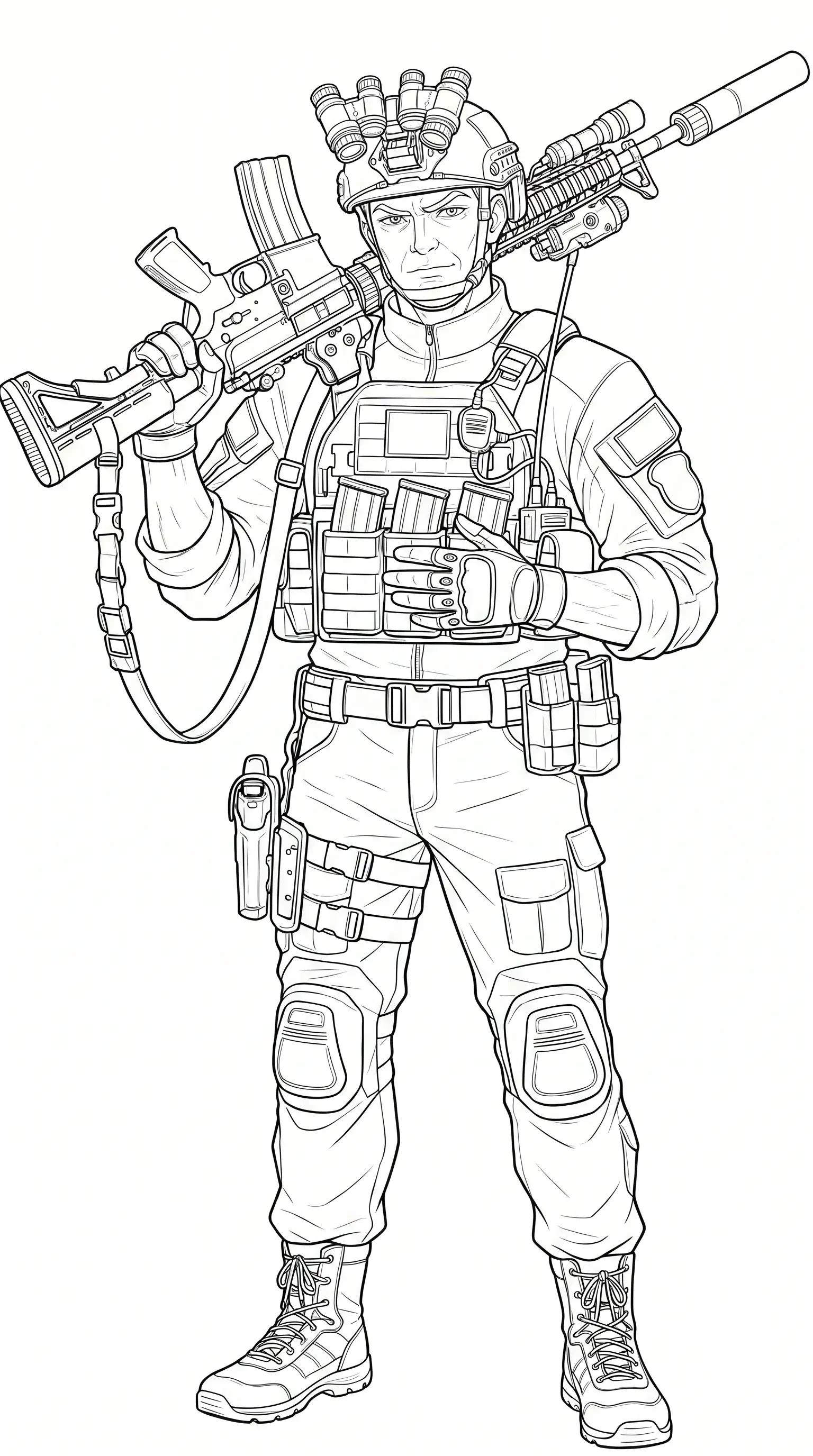 Tactical Soldier Line Art Illustration