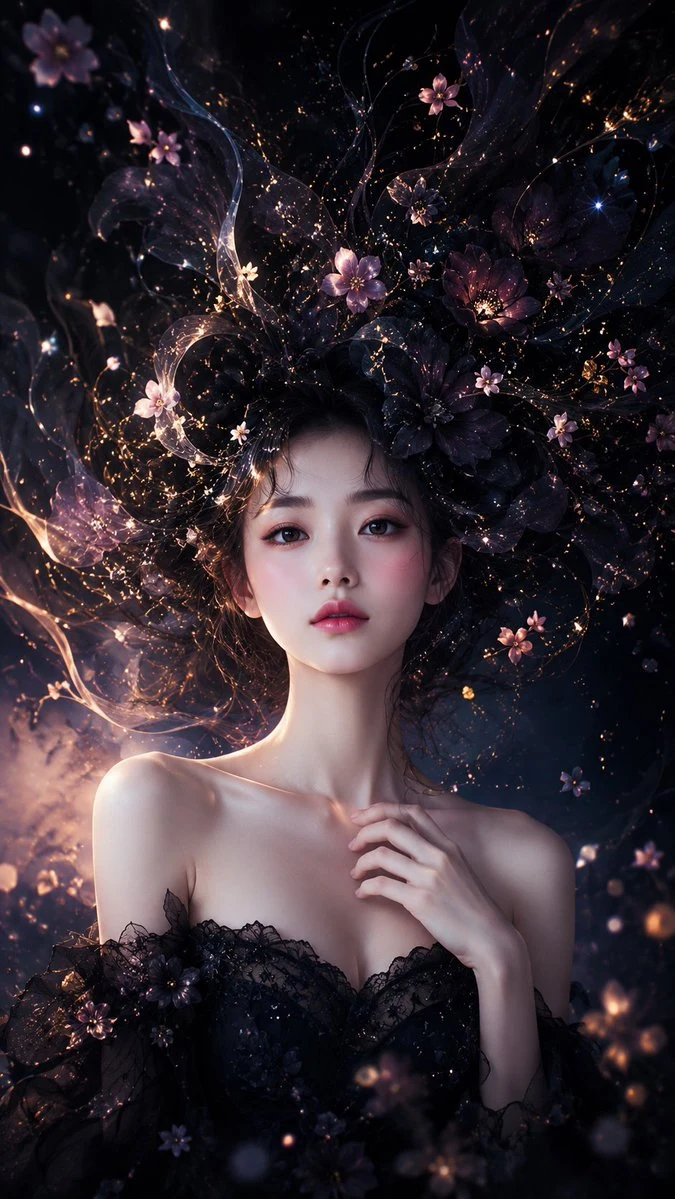 Ethereal Celestial Floral Portrait