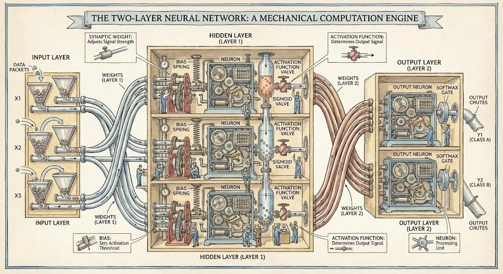 Stephen Biesty Style Neural Network Diagram