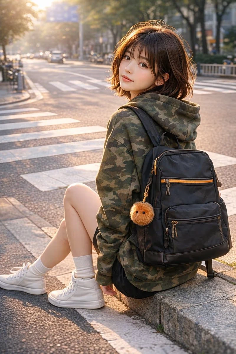 urban camouflage hoodie street portrait