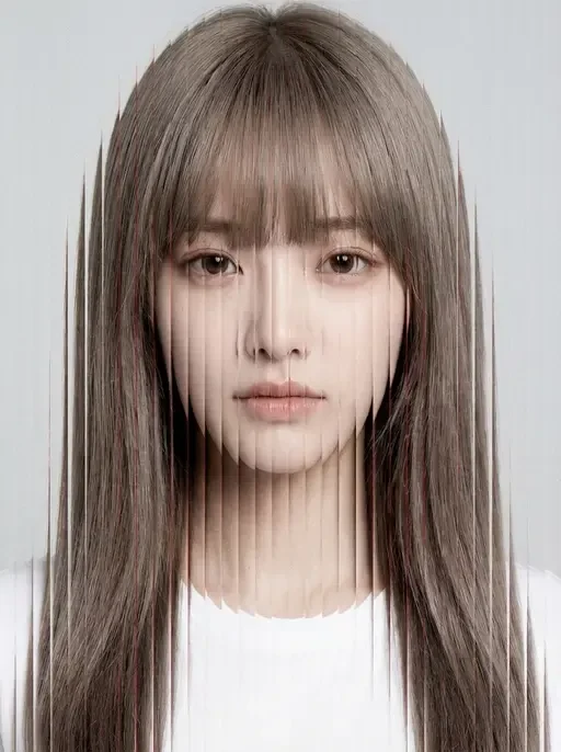 High Fashion Vertical Slice Glitch Portrait