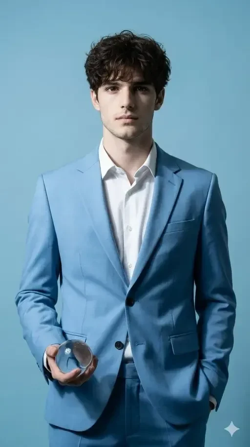 Luxury Blue Suit Fashion Portrait