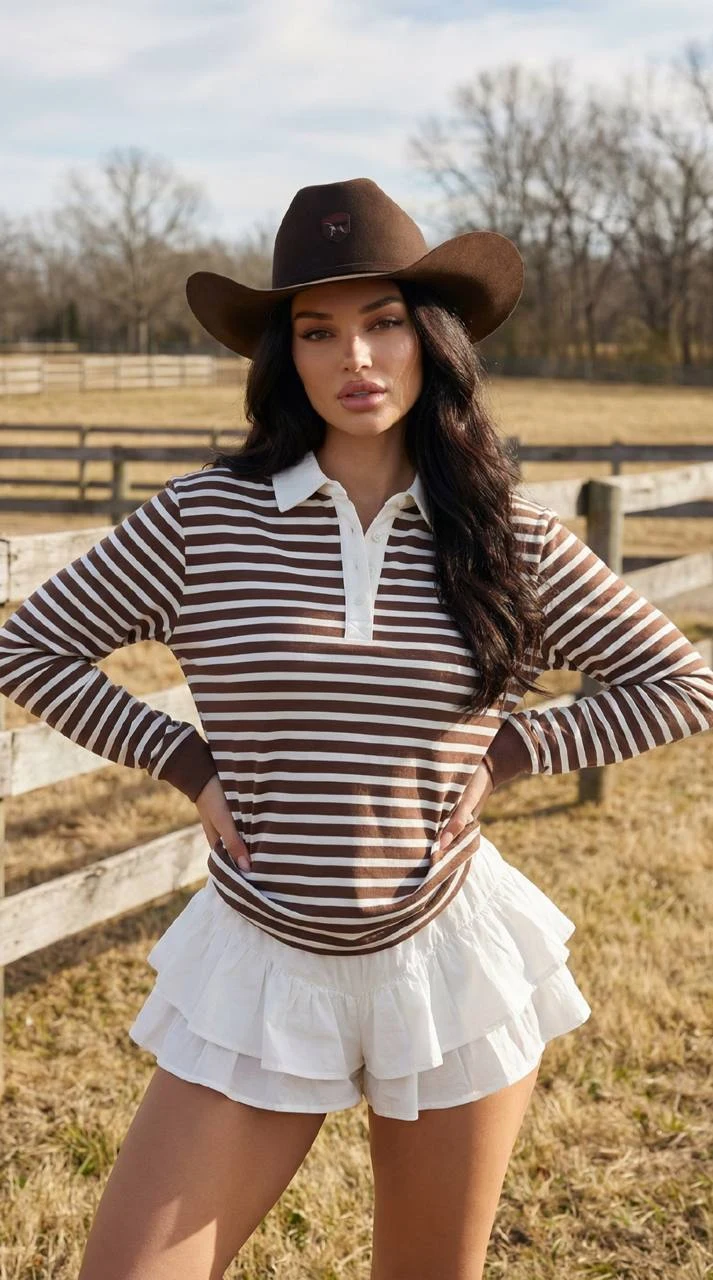 Woman in Cowboy Hat Fashion Portrait