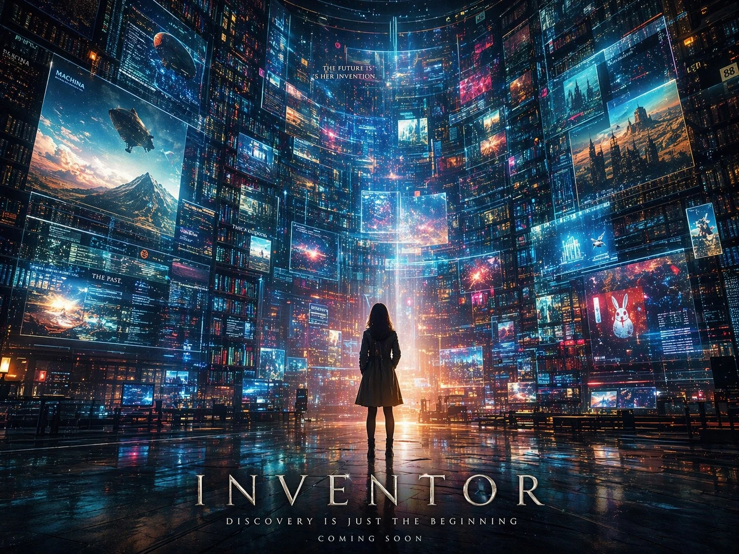 sci-fi movie teaser poster holographic chamber