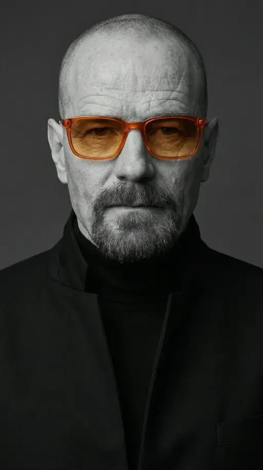 Minimalist Black Fashion Portrait with Orange Sunglasses