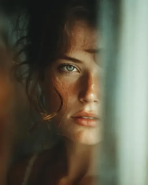 Emotional Mirror Reflection Portrait