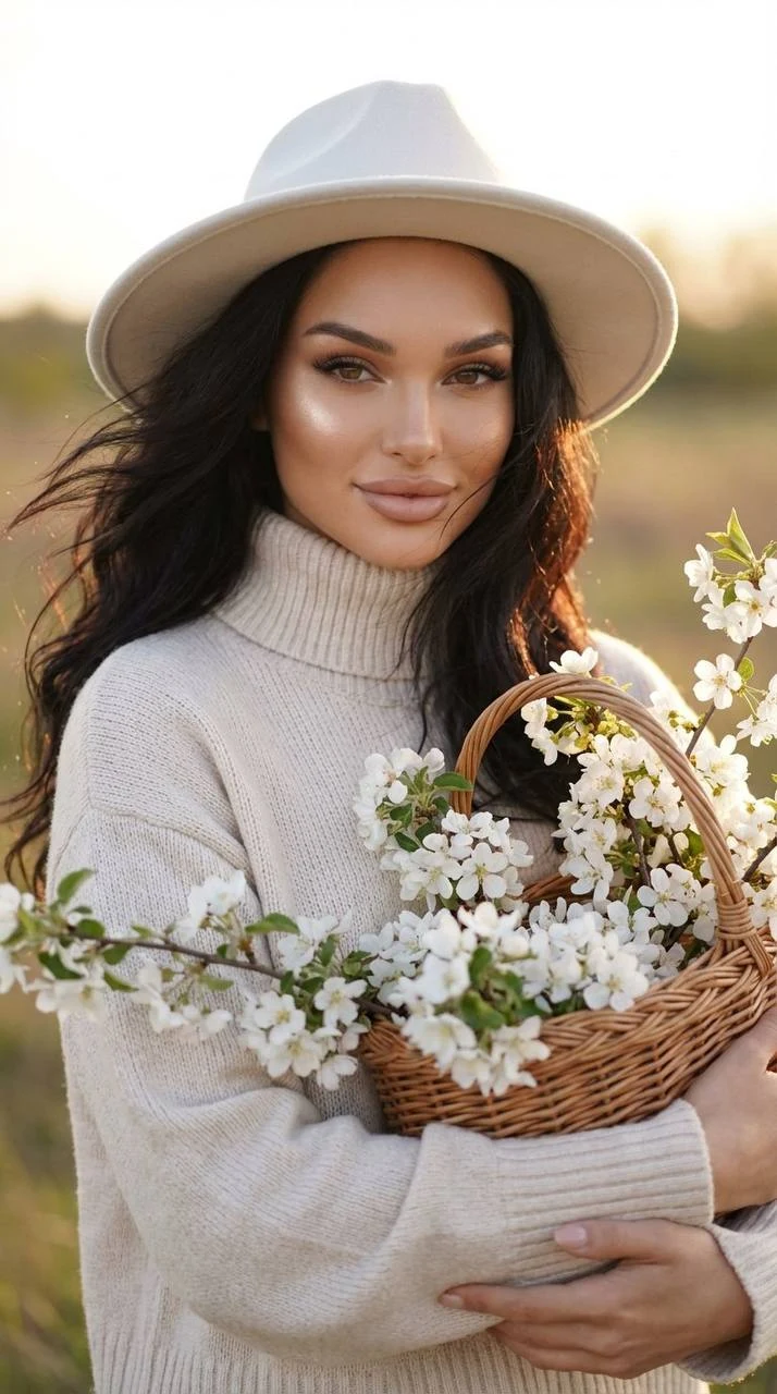 spring portrait golden hour flowers