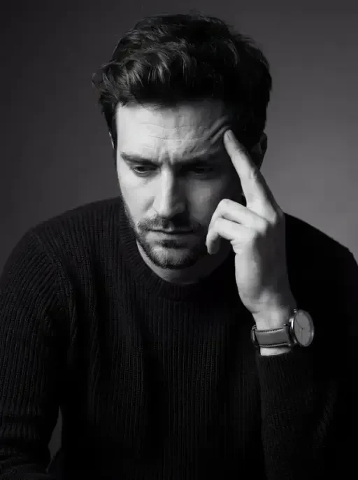 dramatic black and white portrait