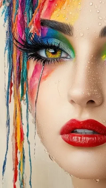 Cinematic Rainbow Paint Portrait