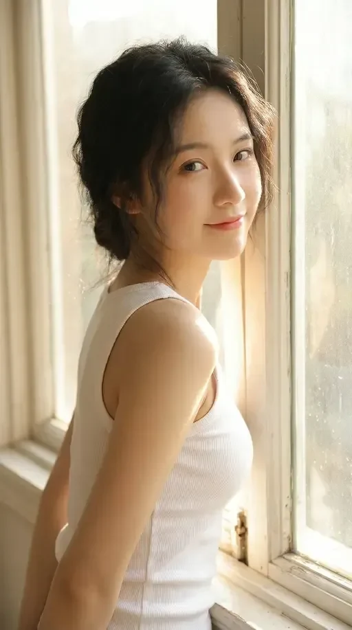 cinematic sunlight window portrait