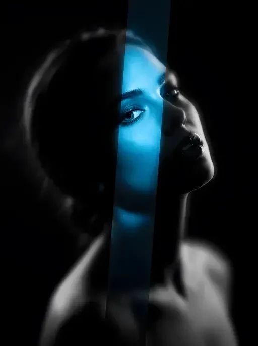 Avant-Garde Noir Blue Strip Portrait