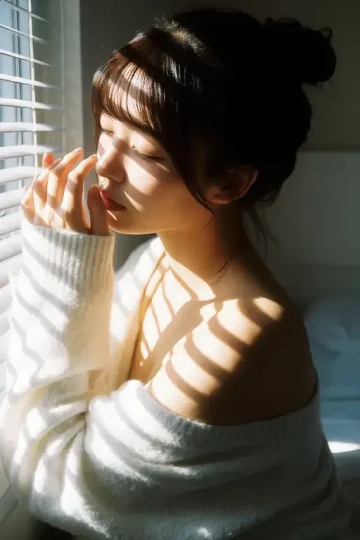 Cinematic Window Portrait with Blind Shadows