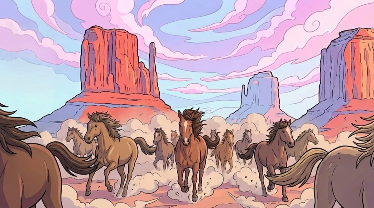 Dynamic Horse Stampede Illustration
