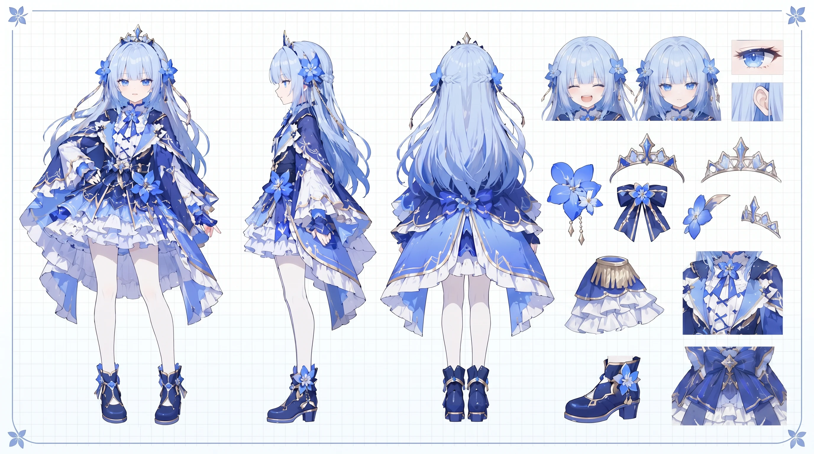 Japanese Watercolor Anime Girl in Meadow reference image 1