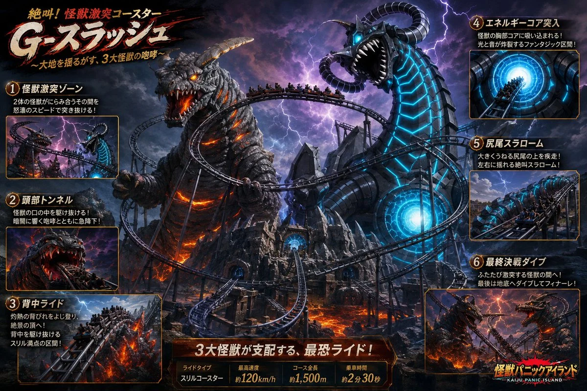 kaiju battle roller coaster poster